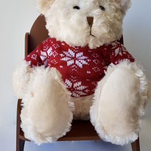 Urso Marfim Roupa Tricot Cadeira