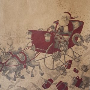Sacola Natal Vintage Papai Noel No Trenó Gd