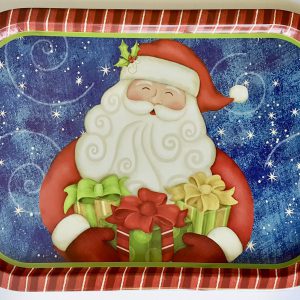 Bandeja Retangular Metal Papai Noel Presentes