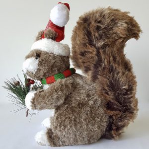 Esquilo Decorativo Noel Marrom Com Cachecol Tricot