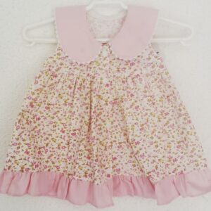 Vestido Floral Com Gola Rosa