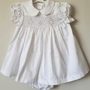 Vestido Favo Abelha Branco 10 Meses