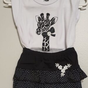 Conj Girafa Body S M Calcinha Preta Babado G