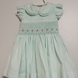 Vestido Favo Verde Agua Forrado S M 6 Meses