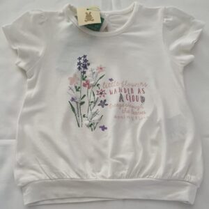 Camiseta Branca Floral 3 6m