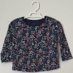 Camiseta Floral Marinho Ml 6 A 9 M