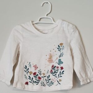 Camiseta Floral E Fada Branca Ml 6 A 9 M