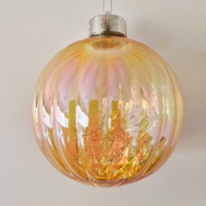 Bola Natal Transparente Dourada Gomos 10