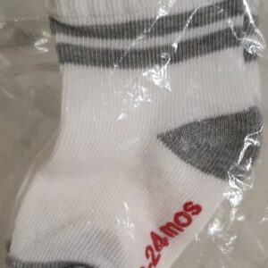 Meia Hanes Branco 2 Listras Cinza 12 A 24 Meses