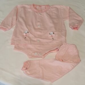 Conj Rosa Bebê C Body 3 Peças 6 A 9 Meses