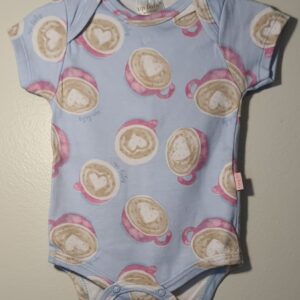 Body Azul Bebê Xícaras Mc 3 A 6 Meses