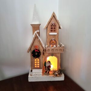 Chalé Rústico Do Papai Noel Com Torre E Iluminação