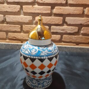 Potiche Com Tampa Dourada