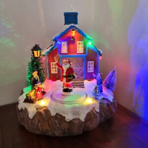 Vila Papai Noel Com Crianças Luz Som E Movimento