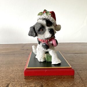 Cachorrinho Branco E Preto Gorro E Cachecol Noel