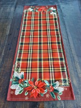 Trilho Xadrez Poinsetias Com Pinhas 93x37cm