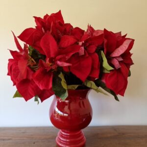 Arranjo Poinsetia Vaso Vidro Vermelho Tp 1