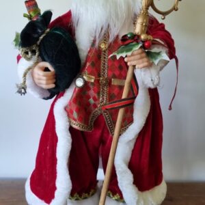 Papai Noel 60cm Capa Veludo Cajado Dourado