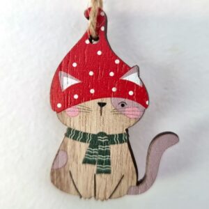 Enfeite Gatinho 6cm Gorro Com Bolinhas
