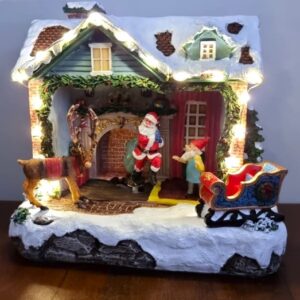 Cenario Casa Noel Com Rena E Trenó Luz E Som