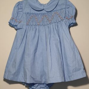 Vestido Azul Bolinhas Favo 1 Ano