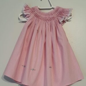 Vestido favo de abelha rosa com bolas - 6 a 9M