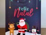 Sacola Natal Papai Noel Rena E Boneco Neve Md
