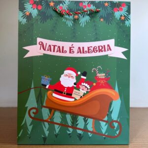 Sacola Natal Papai Noel No Trenó Md