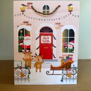 Sacola Natal Casa Papai Noel Trenó E Renas Md