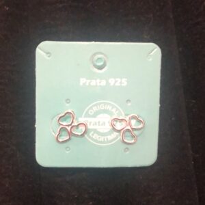 brinco 3 corações prata 925