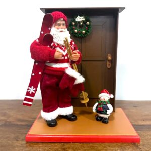 Porta Com Papai Noel Com Esqui E Pulover Red