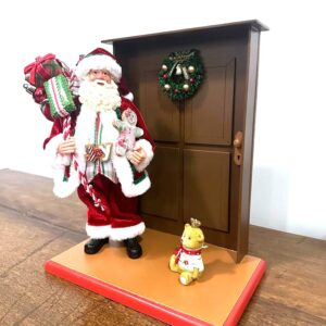 Porta Papai Noel Com Saco Presentes E Ursinho
