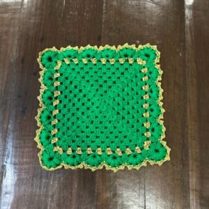 Jg Sousplat Crochê Verde E Dourado Par