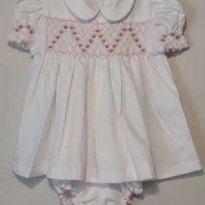 VESTIDO FAVO C/ PÉROLAS BRANCO - 10 MESES
